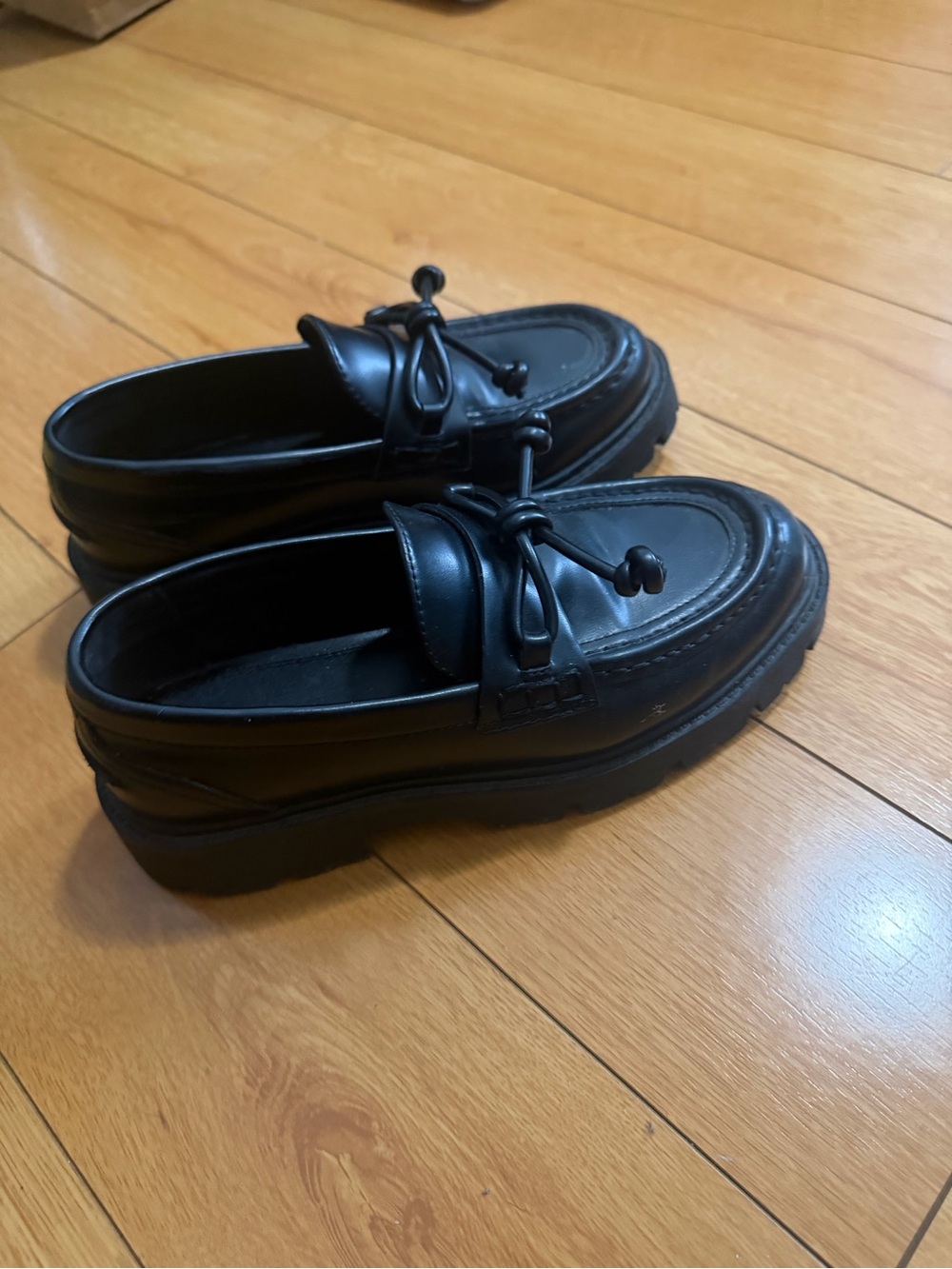 H&M Black Chunky Leather-Look Loafers